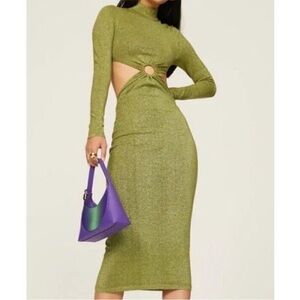 Ronny Kobo Collection Chryssa  Olive Green Long Sleeve Knit Dress Size M